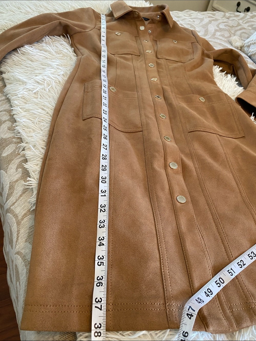 White House Black Market Camel Suede Midi Dress Size 2 - Picture 4 of 13